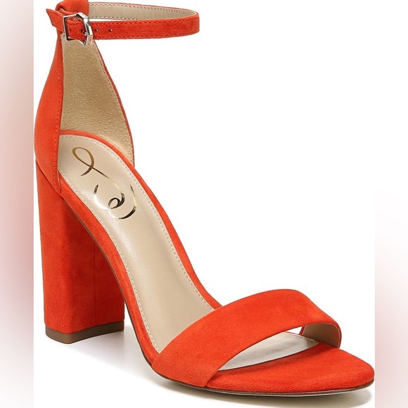 NWOB $130 Sam Edelman Yaro Suede Sandal Red/Orange - Picture 5 of 9